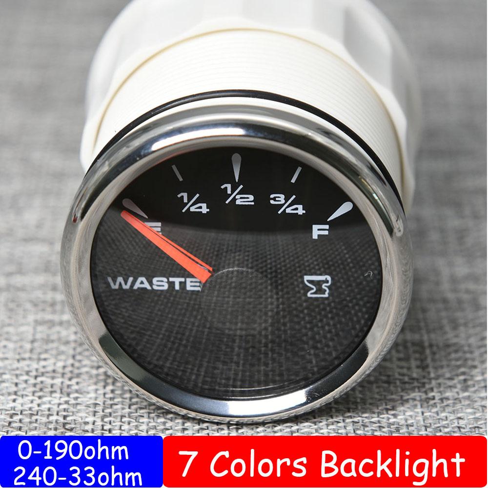 

Водонепроницаемый 52 мм датчик уровня отходов 0 ~ 190 Ом/240 ~ 33 Ом автомобильный датчик уровня сточных вод для лодок 7 цветов с подсветкой индикатор отходов подходит