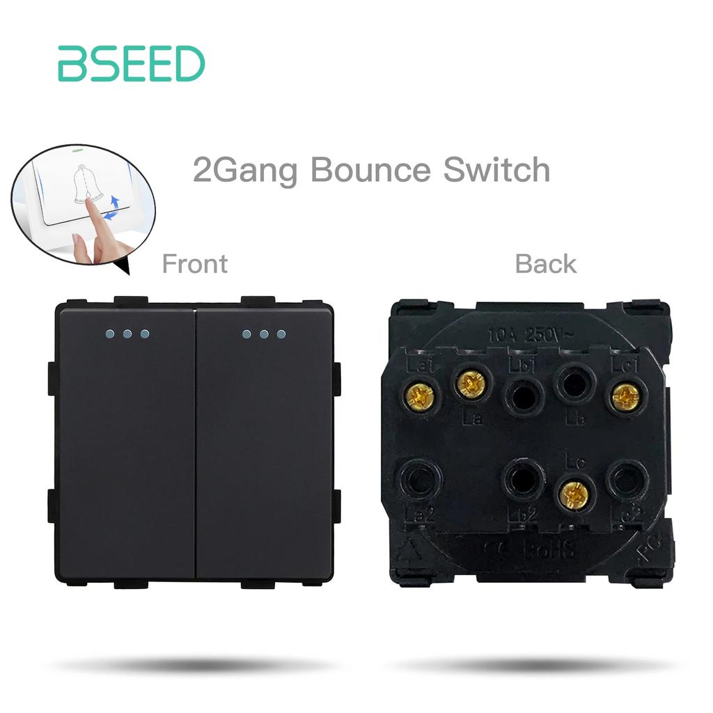 BSEED EU/FR Wall Power Socket USB Plug 1/2/3Gang Mechanical Switches Function Parts Matte Plastic Frames Free Combination Black