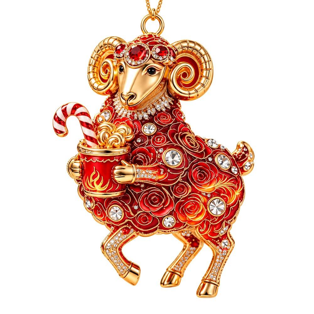 Shining Goat Pendant Artificial Rhinestone Goat Bag Charm Goat Hanging Ornament Festive Occasions