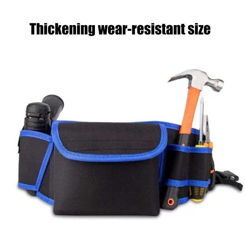 Heavy Duty Oxford Fabric Utility Belt Bag with Multiple Compartments Portable Tool Storage Bag for Tool and Accessories