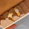 Retro Court Style Open Ring Featuring Zircon Stones For Elegant Womens Hand Accessories