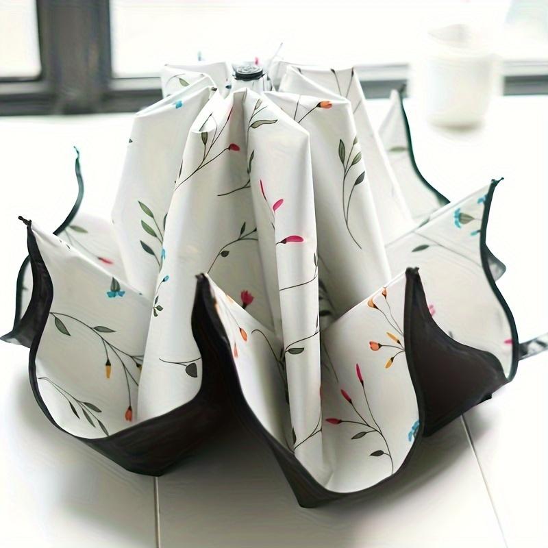 Sombrilla Plegable de Protección UV de 3 Pliegues Ligera Sombrilla de Sol Parasol de Verano para Exteriores Impermeable Resistente al Viento