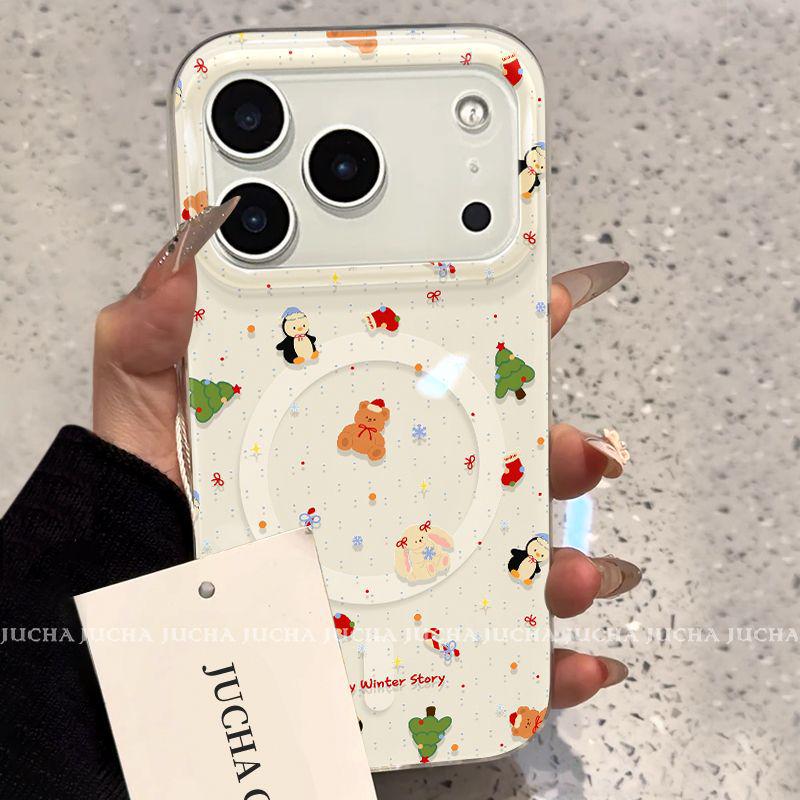 Magnetische iPhone 17 Pro Max Hülle mit Ständer, Weihnachtssterne Design, Sturzsicher für Jungen