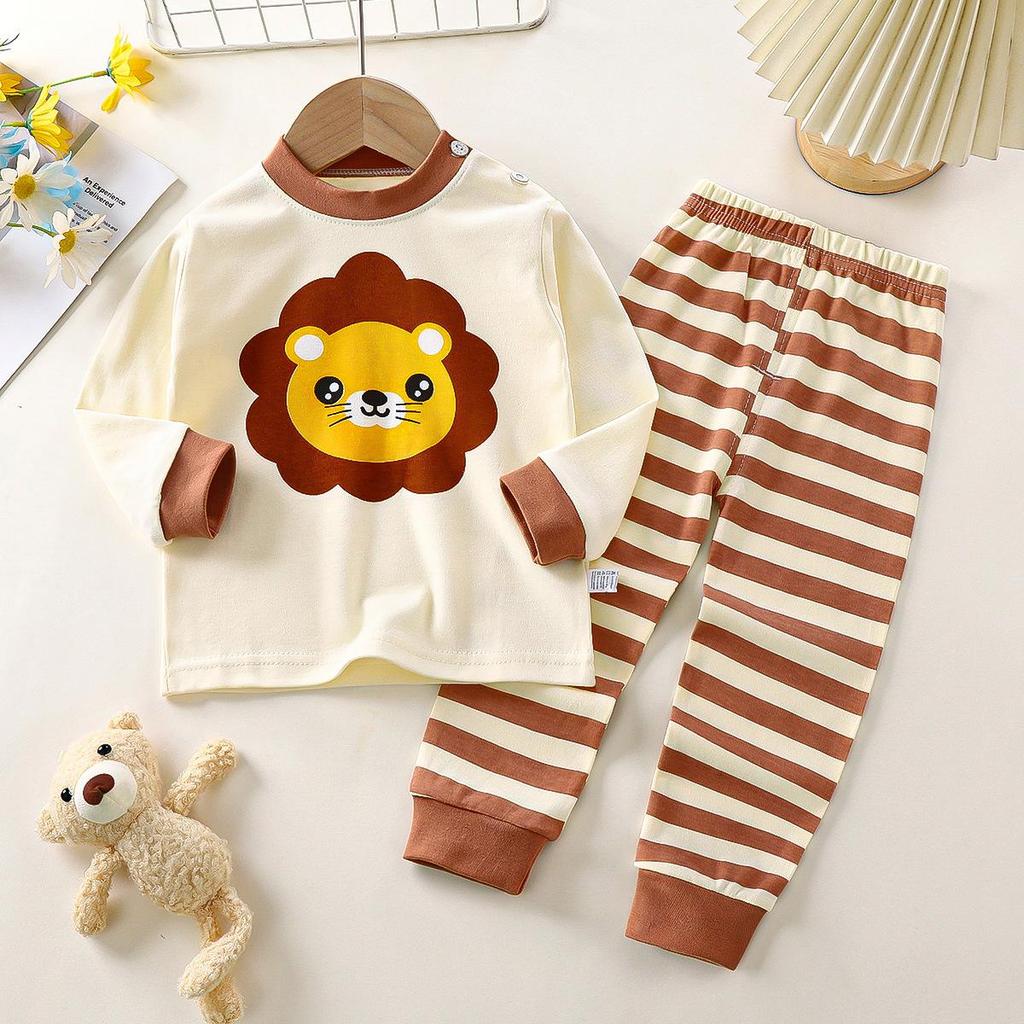 Pantaloni invernali per bambini a maniche lunghe o collo T-shirt Set pantaloni larghi casual da 2 pezzi in cotone con stampe di cartoni animati