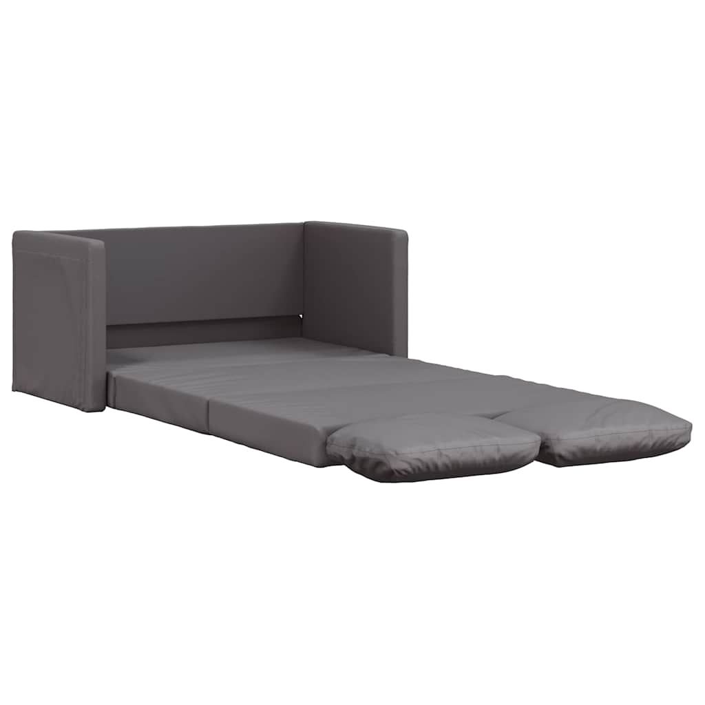 Floor Sofa with Sleeping Function Grey 112x174x55 Cm Artificial Leather