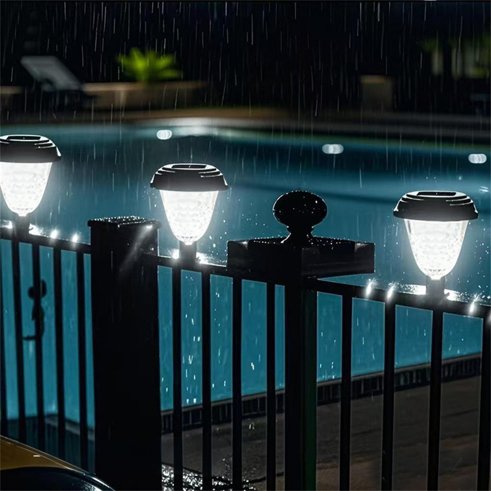 

4 шт. Светодиодные солнечные фонари для бассейна, Подходят для наземного бассейна, Украшение забора, Светодиодные водонепроницаемые аксессуары для бассейна, Ночные светильники One Size белый