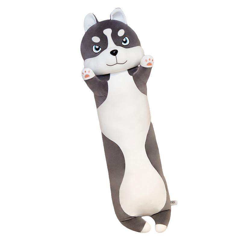 

Горячая 80 см/100 см забавная длинная кукла хаски мягкая большая хаски лежащая плюшевая игрушка серая собака животные подушка детский подарок на день рождения 70cm