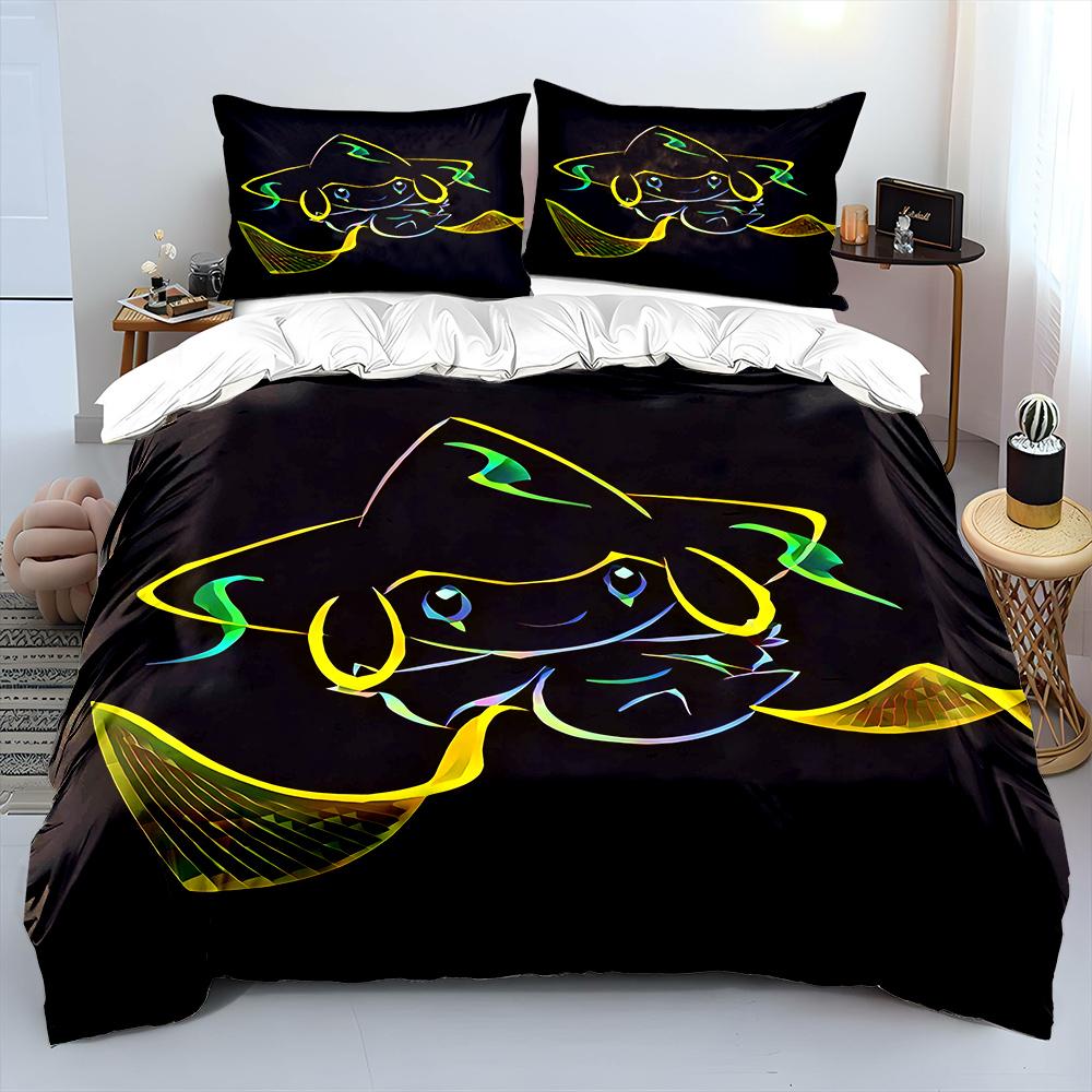 Pokemon Jirachi Printed Bedding Set 3PC 1 Duvet Cover 2 Pillowcases Adult and Children Warm Soft Bedding Set Luxury Gift