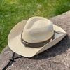 Big Brim Straw Hat Women's Outdoor Sunscreen Sunshade Beach Hat Western Cowboy Hat Men's Mountaineering Travel Tibetan Hat Wide Brim