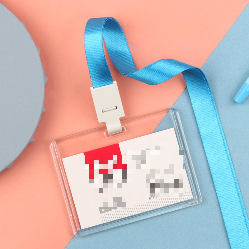 Fashion Acrylic Transparent Bus Cards Sleeve Employee Work Card Holder with Lanyard Work Card Cover Women Men Credit Card Holder