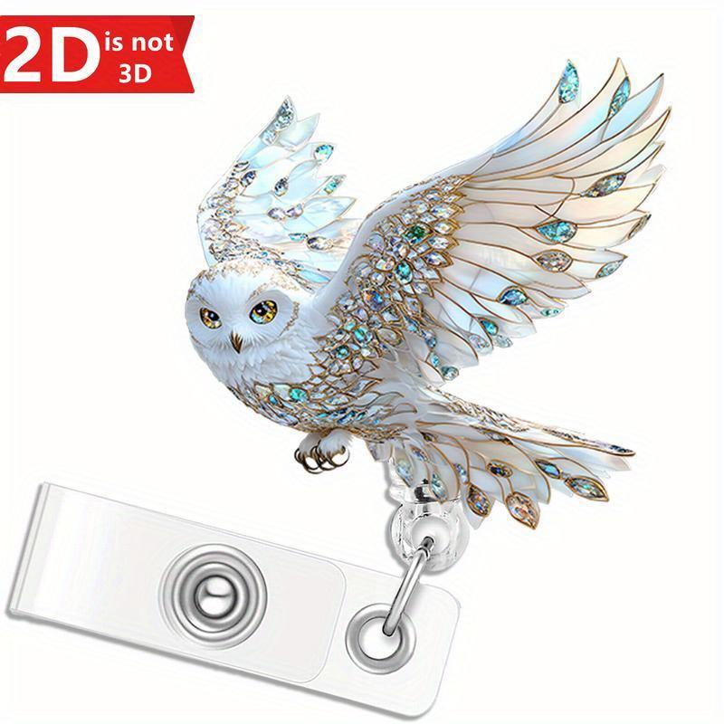 

1 2D Sparkling Owl Badge Scroll, Acrylic Telescopic ID Badge Holder, Office, Nurse, Doctor, Night Shift Worker прозрачный