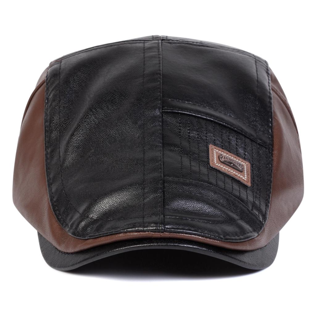 1Piece Men Pu Leather Beret Outdoor Adjustable Sunscreen Leisure Hat Spring Autumn Travel Tourism Beach Vacation