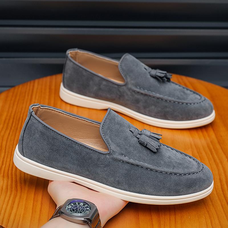 Klassische einfarbige Herren-Loafer aus Wildleder mit Quastenverzierung Anti-Rutsch-Schuhe Bequem und leicht Laufschuhe