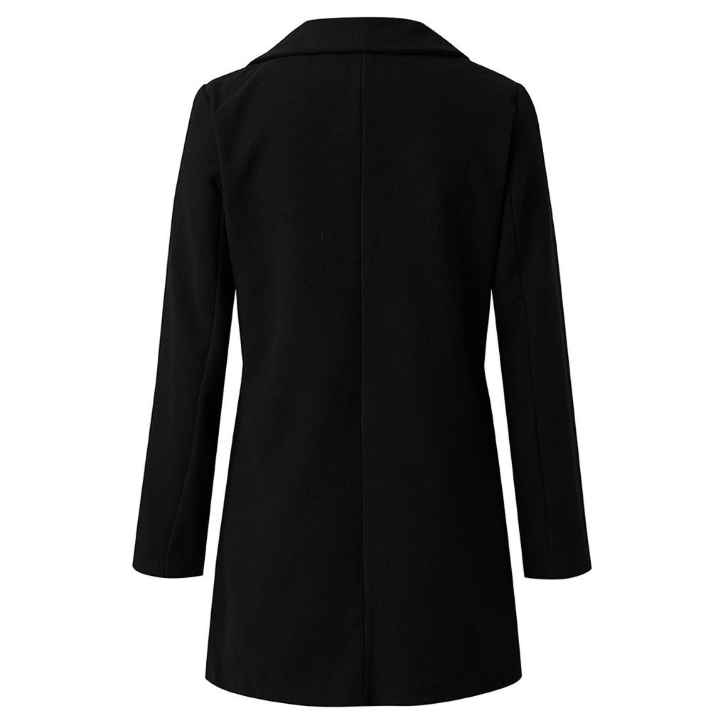 Fashion Women's Long Sleeve Double Breasted Tweed Collar Loose Tops