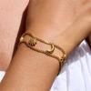 Double Layer Bracelet Sun Moon Charm Bracelets Stainless Steel Wrist Jewelry Present for Women Men Trendy Accessory