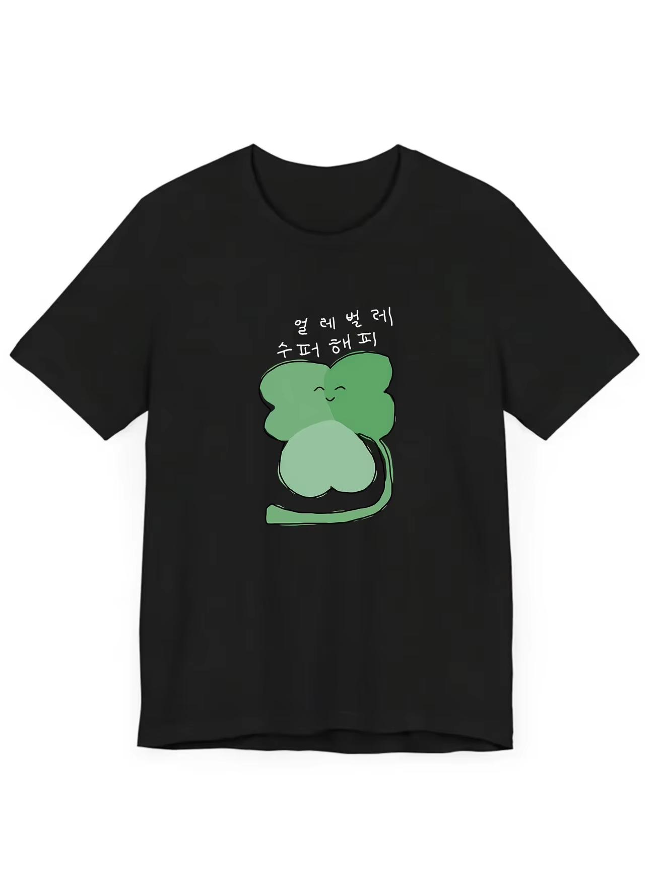 

Korean Style Cute Clover Butt Print Tshirt Women Unisex Casual Streetwear Oversized Cotton Tee Funny Aesthetic Short Sleeve Top 4XL