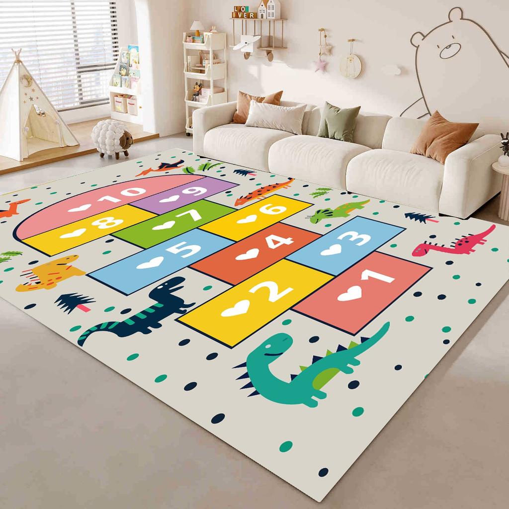 Kids Hopscotch Print Rug Colorful Educational Anti-slip Floor Mat Game Carpet for Toddler Playroom Bedroom Home Decor Children