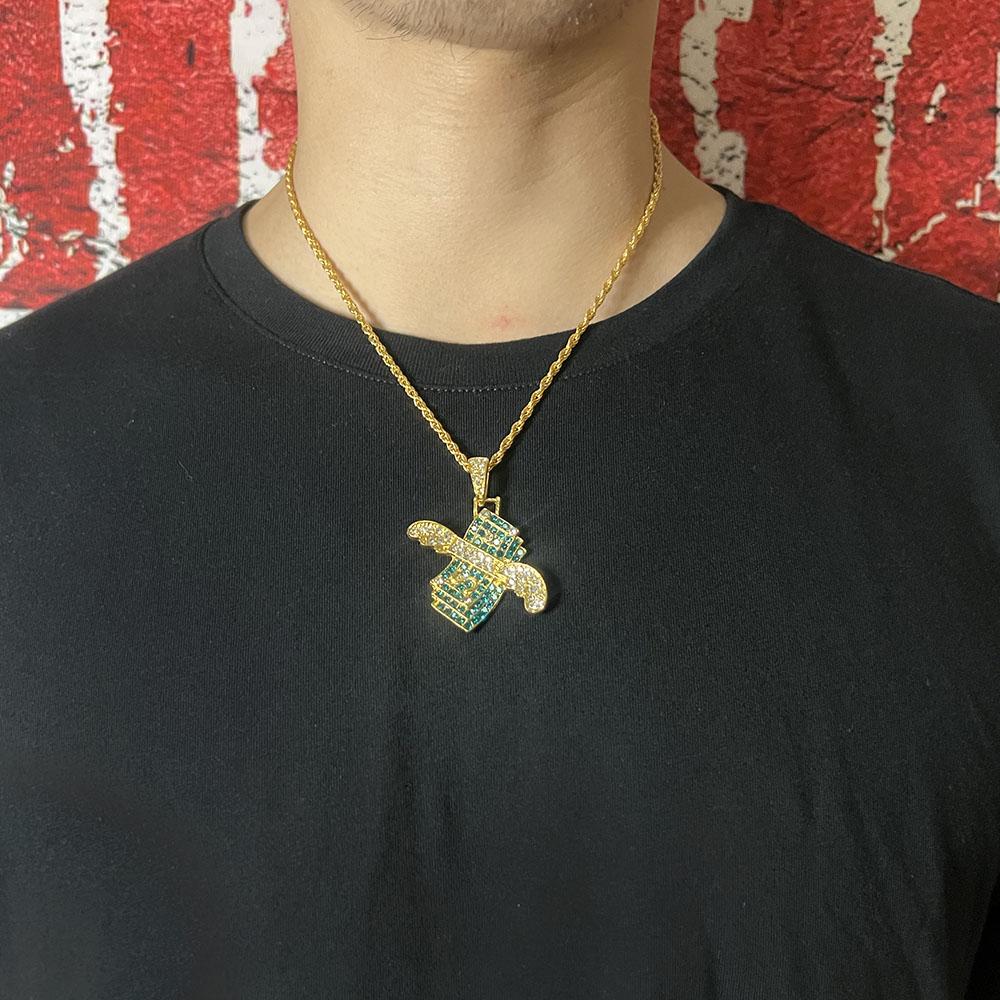 Hip Hop Diamant Engelsflügel Dollar Anhänger Halskette Mode Persönlichkeit Herren Iced Out Herrenschmuck