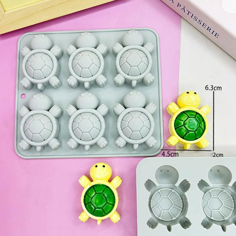 WTEMPO 6-cavity Cute Tortoise Silicone Soap Molds Kit DIY Epoxy Resin Molds Used for Making Plaster Soap Clay Handicrafts