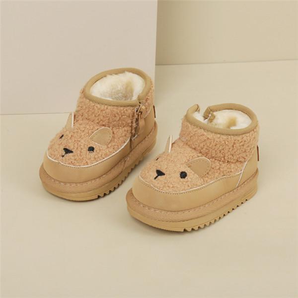 

Winter Baby Snow Boots Leather Cute Sheep Pattern Boys Shoes Warm Plush Soft Sole Toddler Girls Boots 15-25 24 хакі