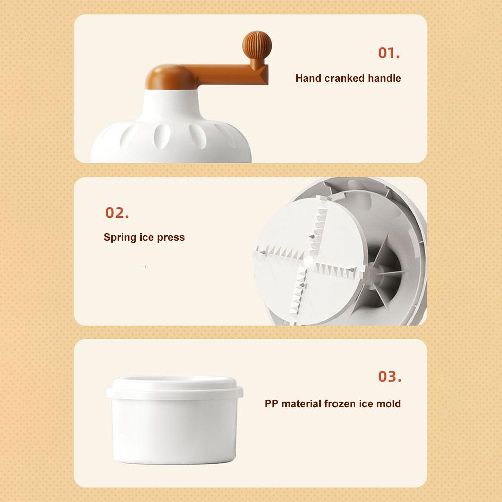 Hand-cranked Shaver Ice Machine Household Protable Small Slushie Machine Handheld Small Ice Crusher for Kitchen Ice Cream Milks