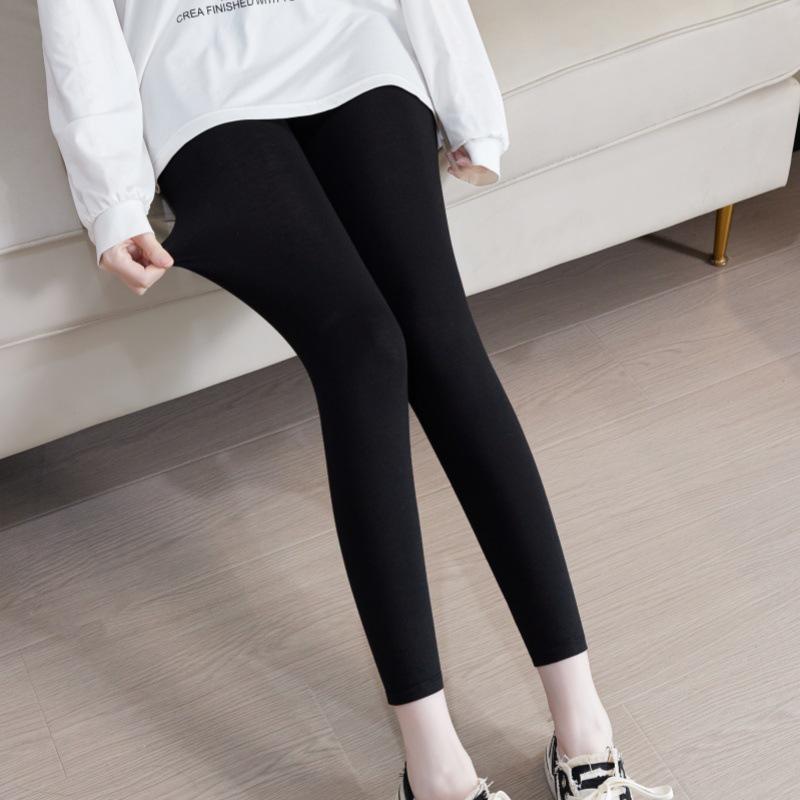 

Modal Petite Women s High Waist 3/4 Length Stretchy Leggings - Spring/Summer Plus Size Skinny Pants L 80-115 lbs чёрный