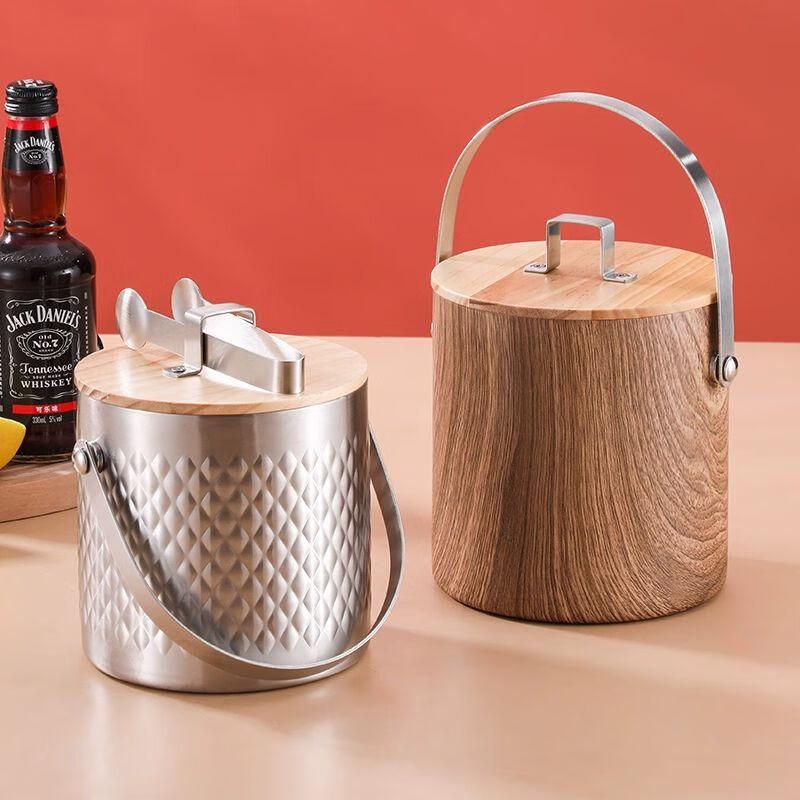 Double-Layer Stainless Steel Ice Bucket