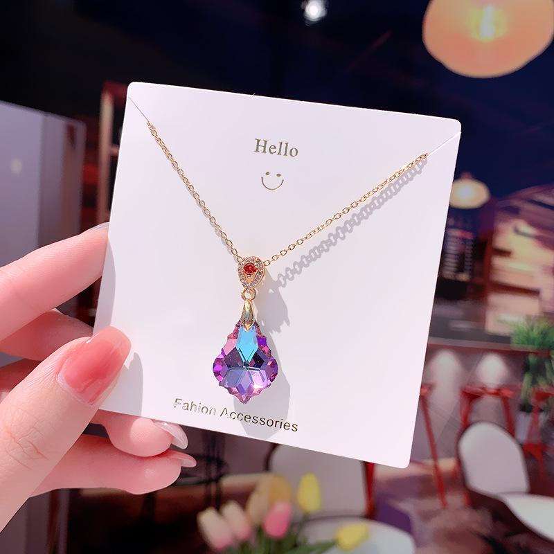 Golden Luxury Diamond Titanium Steel Necklace Women Fashion Slim Waist H Pendant Collarbone Chain