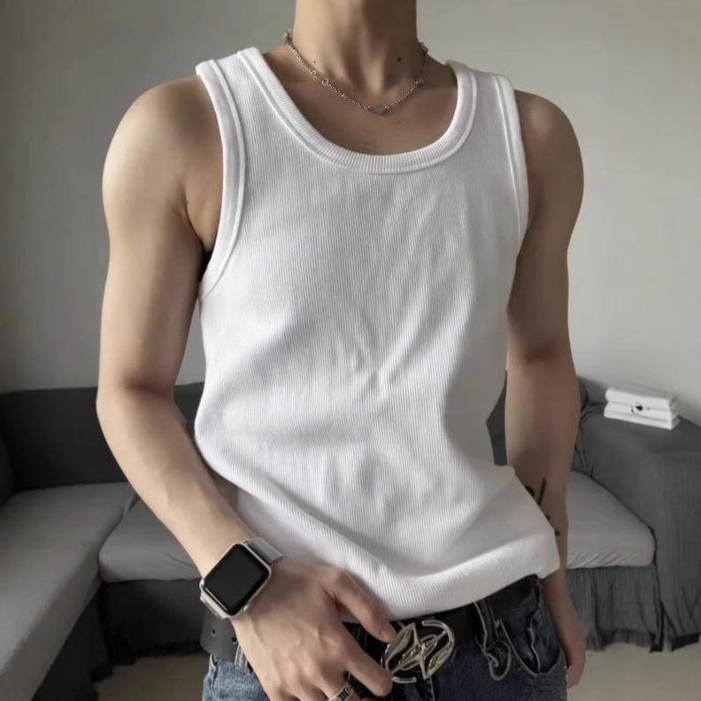2025 neue Mode Lose Bequeme Alle-spiel Einfarbig Streifen Fitness Sport männer Ärmellose Weste