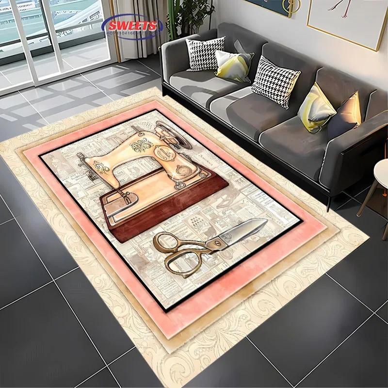 Neue Produkte schnell versandt!Vintage Nähmaschine Druck Themen Teppich Multi-Größe Optional Zuhause Bekleidungsgeschäft Exquisiter Teppich