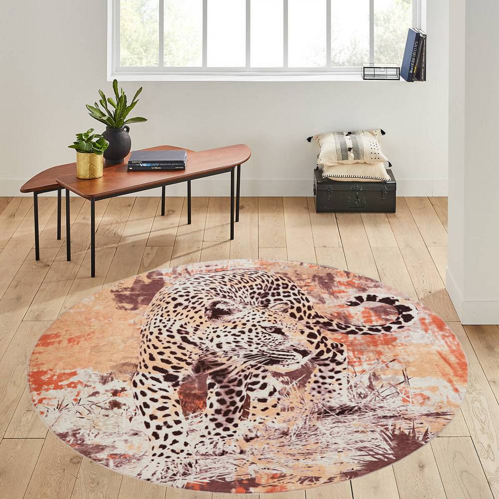 

Eliana Home Washable Round Printed Carpet LNA7183 100x100 оранжевый
