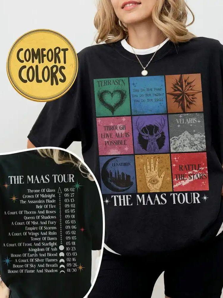 Unisex Sarah J Maas Eras Tour Comfort TShirt The Mass Tour Acotar Crescent City Merch Throne Of Glass Merch Y2K Top Streetwear