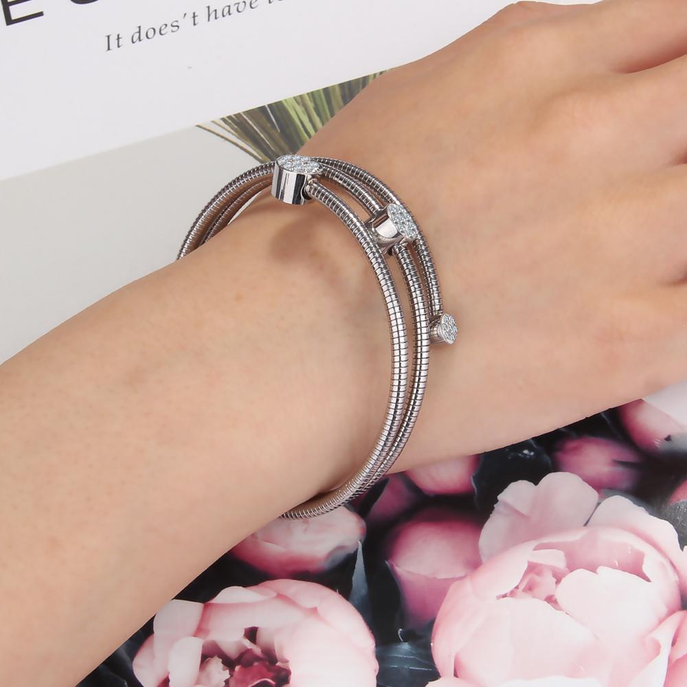 New Arrival Fashion Cable Wire Bracelet for Women High Quality Stainless Steel Crystal Charm Bracelets Bangles for Women