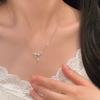Sterling Silver Korean Knots Necklace Pendant for Women Jewelry Zircon Waterdrop Necklace Simple Wedding Party Gift Collar