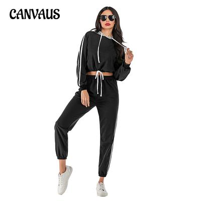 Spring and Autumn Women's Sweatshirt Sweatpants Two Piece Fashion Casual Sports Suit Hooded Loose Short Section