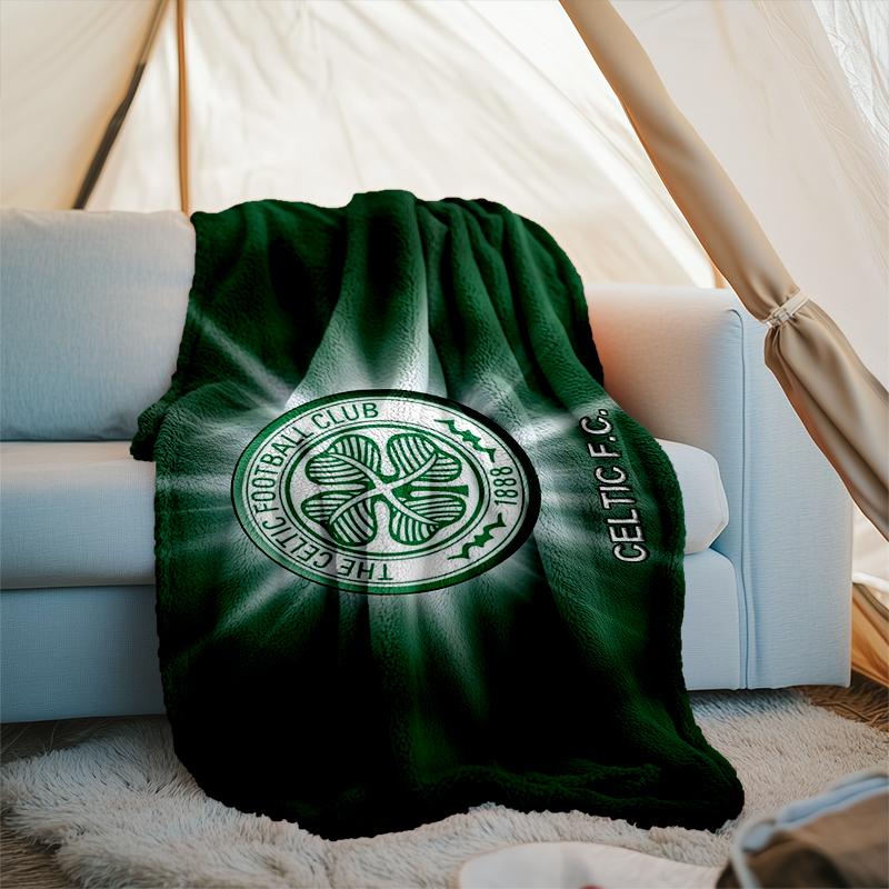 1pz Coperta Morbida in Flanella Stampata con Stemma del Celtic Football Club per Camera da Letto Adulti Soggiorno Divano Campeggio Viaggio Regali per Fan Regali di Natale