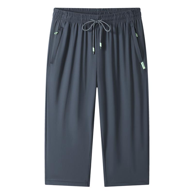 Men's Plus Size Quick-Dry Summer Silk Capris - Breathable, Fashionable, Loose-Fit Shorts