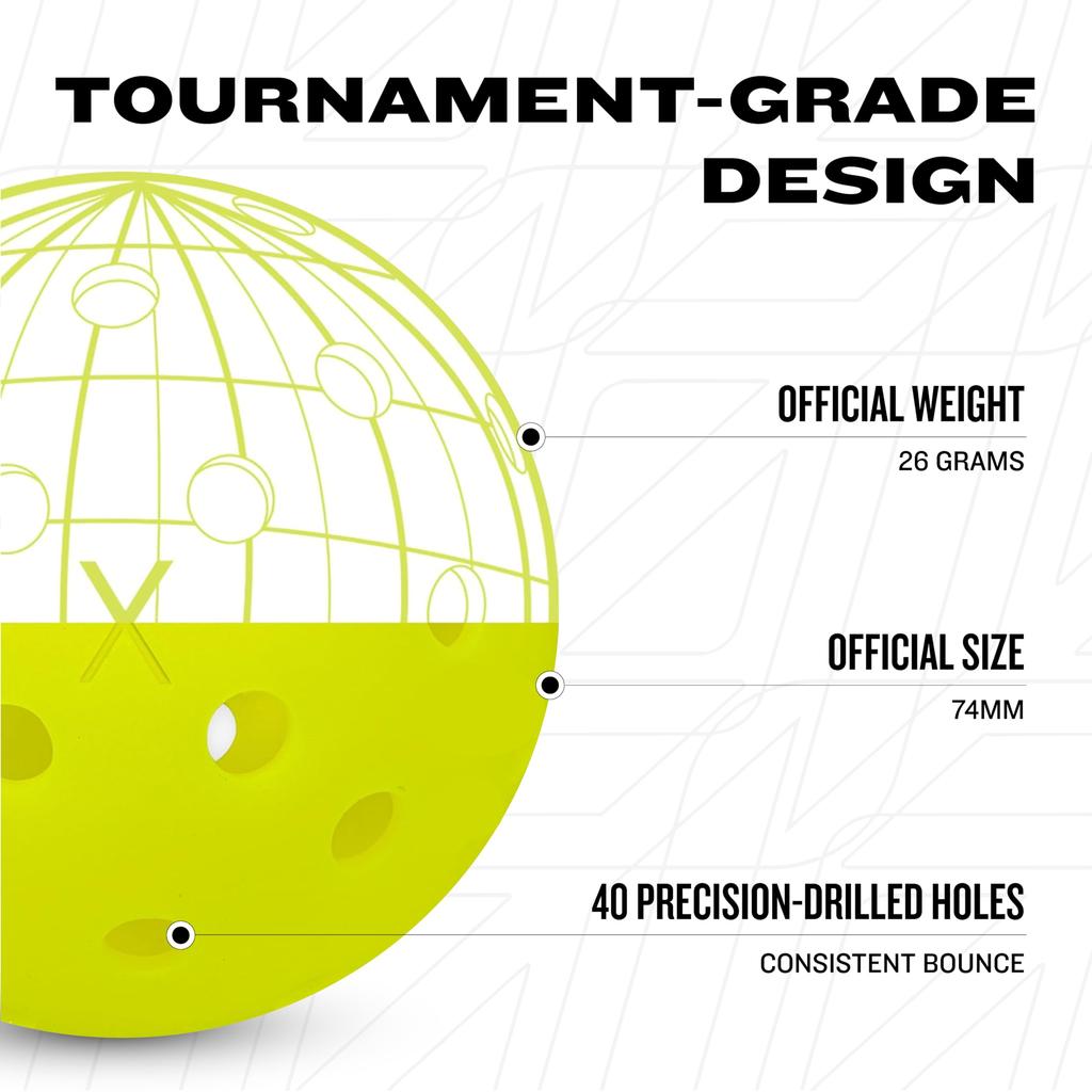 Franklin Sports Pickleball Outdoor Balls, Optic Yellow, USAPA Approved, US Open Balls, 3-Pack [Official Japanese Import] X-40