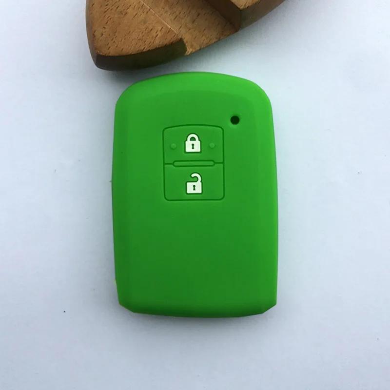 Silicone rubber car key cover case for Toyota Camry RAV4 Avalon auris key cover 2013 2 Buttons Smart Car key case shell зелёный