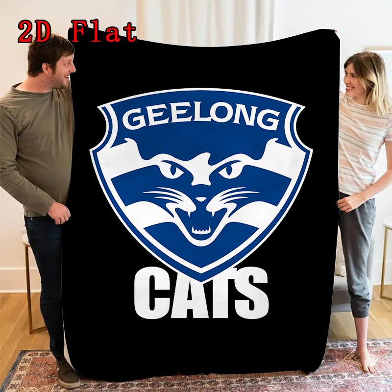 Geelong Cats 2D Flat Pattern Flannel Blanket High quality All Seasons Warmth and Comfort Perfect for Christmas Gifts.