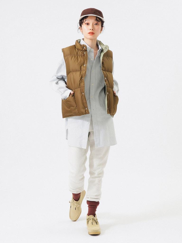 Beams Boy Women's Reversible Down Vest, Brown Free