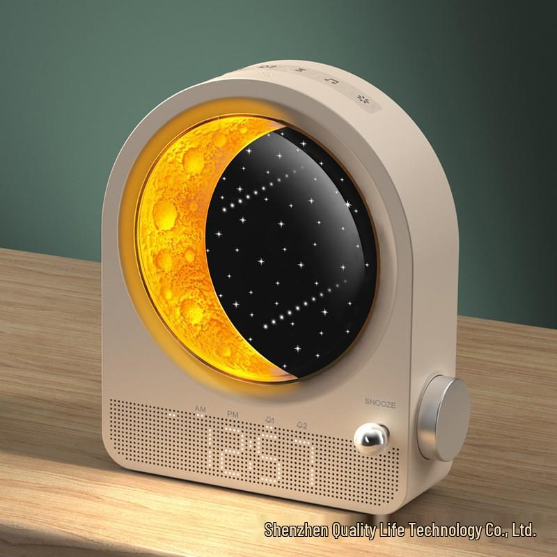 High-End Sonnenaufgangssimulations-Wecker mit weißem Rauschen, Nachtlicht und Sternenmondprojektion