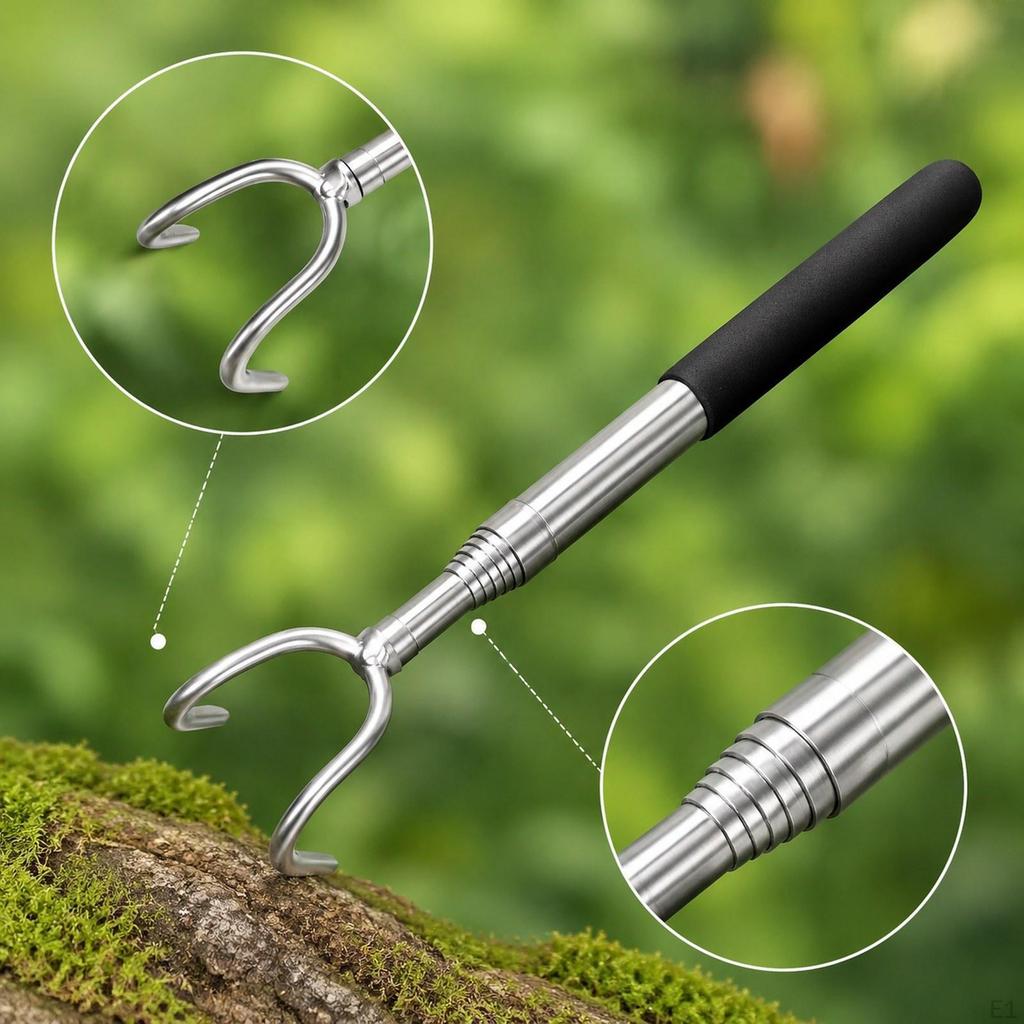 Mushroom Foraging Picker Ergonomic Adjustable Length Stainless Steel Tool