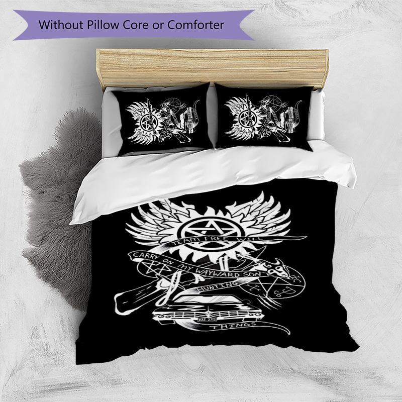 Supernatural 3pcs Bedding Set Duvet Cover Closure Includes 1 Duvet Cover & 2 Pillowcases for All Seasons Bedroom Home Dorm Decor