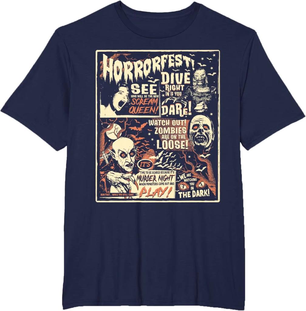 Gothic Style Retro Punk Rock Monster Men Hot Selling Black Retro Design T-shirt Mummy Horror Halloween T-shirt Pure Cotton