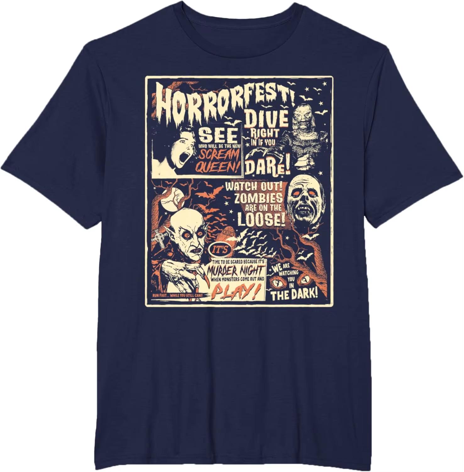 

Готический стиль Ретро Панк Рок Монстр Мужская Горячая Распродажа Черная Футболка Ретро Дизайна Мумия Ужас Хэллоуин Футболка Чистый Хлопок 4XL