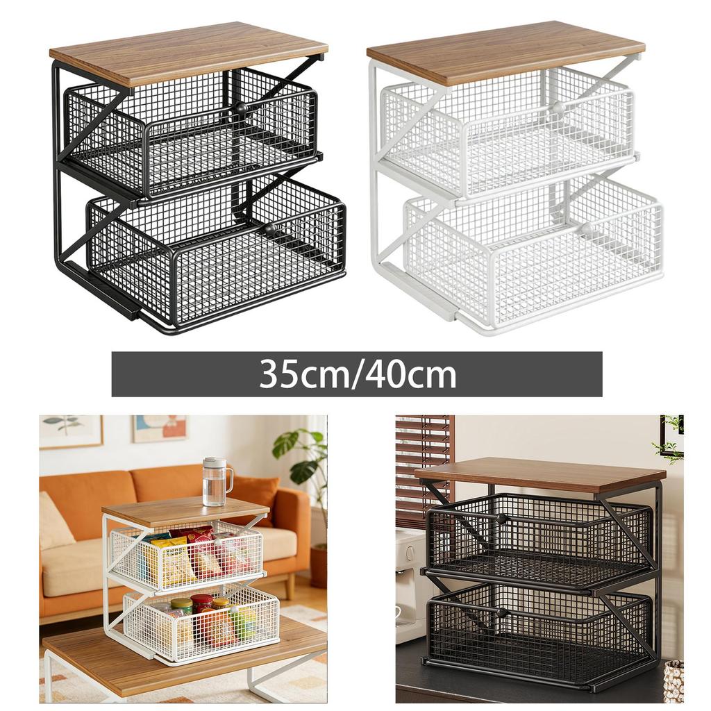 Organizer for Coffee with Drawer, Double-layered, Ideal As A Kitchen Counter Or Office.