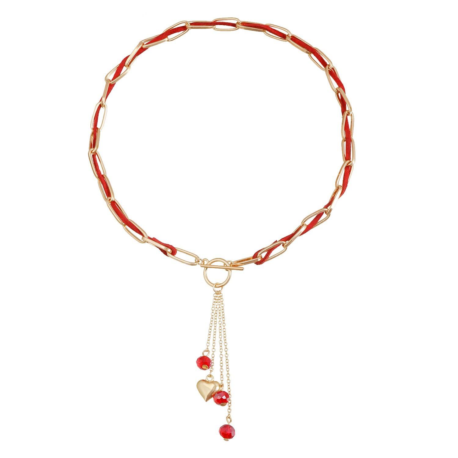 

Fashion Heart Pendant Tassel Necklace Layered Chain Link Collar Necklace Adjustable Length Women s Jewelry One Size золотой