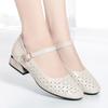 Women'S Dance Shoes New  Spring Women'S Genuine Leather High Heels Fashion Hollowed Out Soft Sole Women'S Single Shoes