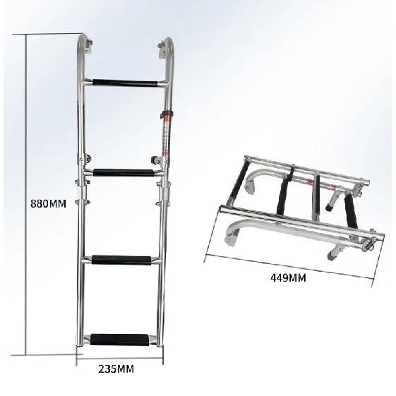 4 Step Marine Boat Accessories Stainless Steel Folding Ladder Marine Pontoon Ladder 2+2 Step for yacht 2 add 2 Step